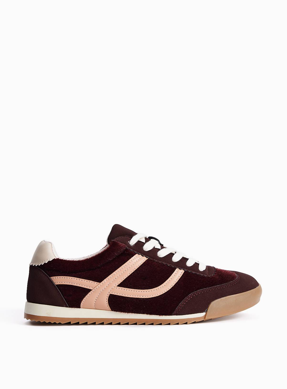 Burgundy Faux Pony Retro-Style Trainers 4 - Image 2